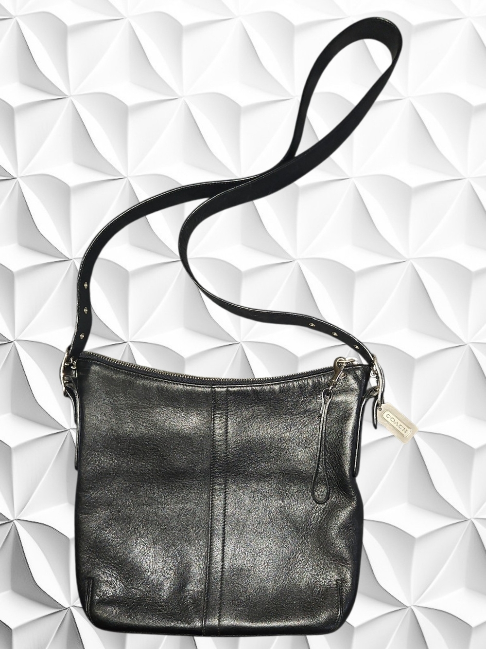 Coach Legacy Slim Duffle Bag Black Leather Hobo Crossbody Shoulder‎ Purse 9326